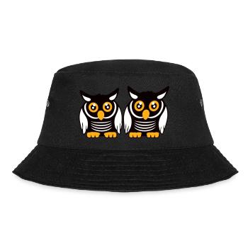 2 Owls Team Bird Friends Two Barn Owls Crew - Bucket Hat - black - Front - Lela (165cm)