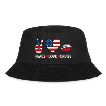 Frieden Liebe Kreuzfahrt USA Urlaubsmotiv - Bucket Hat - Schwarz - Vorne - Lela (165cm)