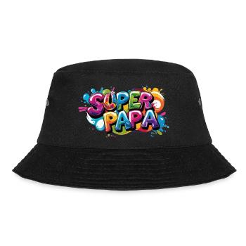 Cooles Superpapa Shirt im Graffiti Style für Väter - Bucket Hat - Schwarz - Vorne - Lela (165cm)