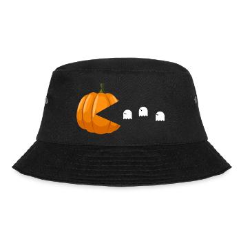 Pumpkin Eating Ghosts Funny Halloween - Bucket Hat - black - Front - Lela (165cm)
