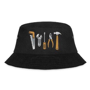 Werkzeug Set Vektor – Säge, Hammer, Zange, Schraub - Bucket Hat - Schwarz - Vorne - Lela (165cm)