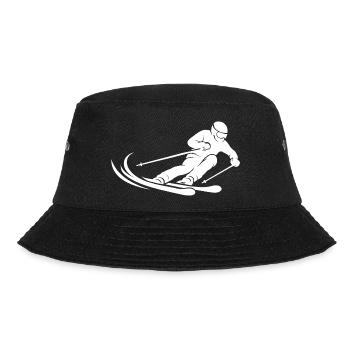 Minimalistische Skifahrer Silhouette Skisport Wint - Bucket Hat - Schwarz - Vorne - Lela (165cm)