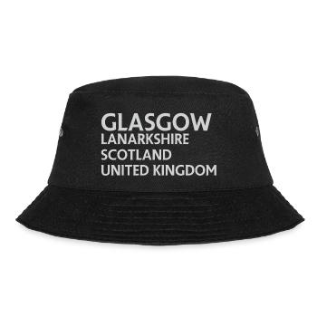 Glasgow – Scotland Textdesign - Bucket Hat - Schwarz - Vorne - Lela (165cm)