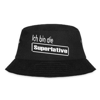 I am the Superlative / Statement / Saying - Bucket Hat - black - Front - Lela (165cm)