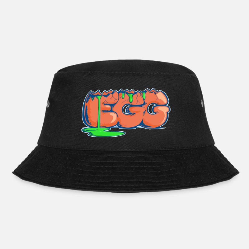 Egg, Drawn Word - Bucket Hat - black