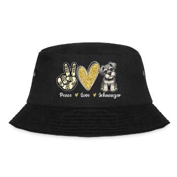 Peace Love Schnauzer Positiver Hundeliebhaber - Bucket Hat - Schwarz - Vorne - Lela (165cm)