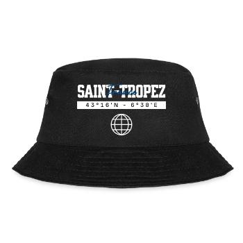 Saint-Tropez Frankreich Koordinaten Reise Souvenir - Bucket Hat - Schwarz - Vorne