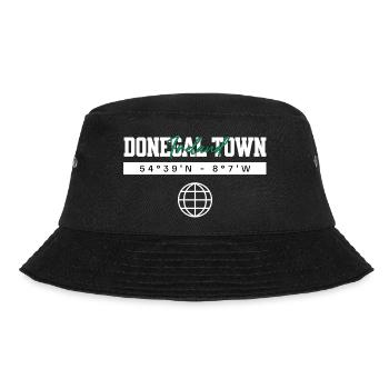Donegal Town Irland Koordinaten Reise Souvenir - Bucket Hat - Schwarz - Vorne
