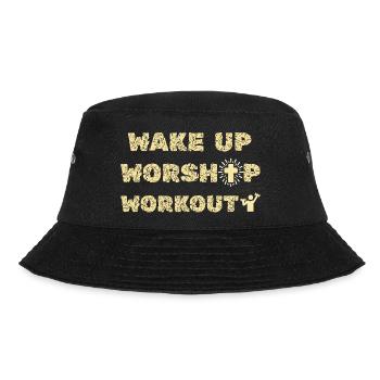 Weck auf, Gottesdienst-Workout, Motivation im christlichen Fitnessstudio - Bucket Hat - Schwarz - Vorne
