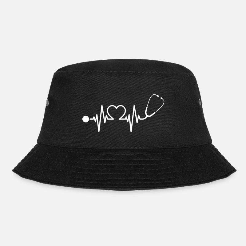 Krankenschwester Arzt Herzschlag Stethoskop - Bucket Hat - Schwarz
