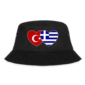 Turkey Greece Flag Heart - Bucket Hat - black - Front - Lela (165cm)