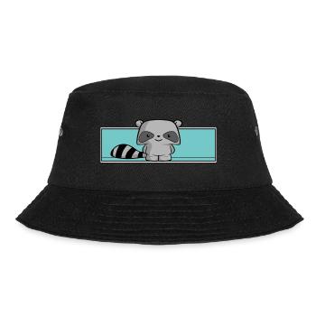 cute raccoon, kids, kawaii, sleeping shirt, baby - Bucket Hat - black - Front - Lela (165cm)