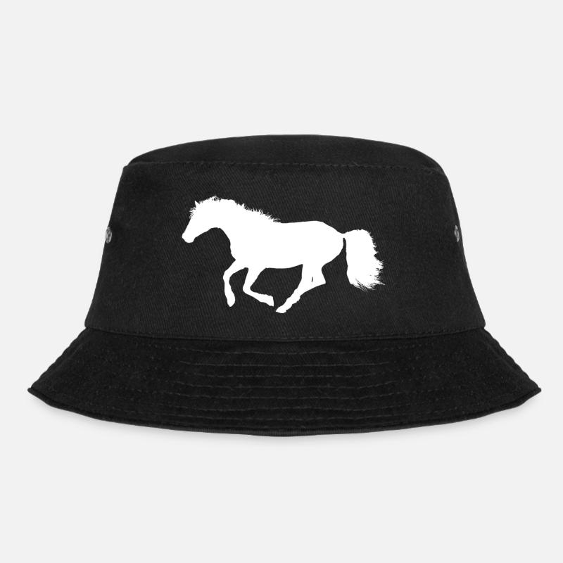 Galoppierendes Pferd - White Weiß Silhouette - Bucket Hat - Schwarz