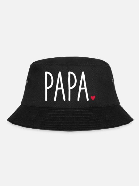 Papa Herz - Geschenk Vatertag Liebe Familie - Bucket Hat - Schwarz