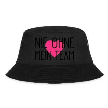 nie ohne mein team herz - Bucket Hat - Schwarz - Vorne - Lela (165cm)