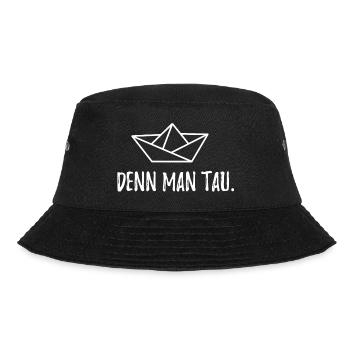 Papierschiff mit Spruch denn man tau Meer Platt - Bucket Hat - Schwarz - Vorne - Lela (165cm)