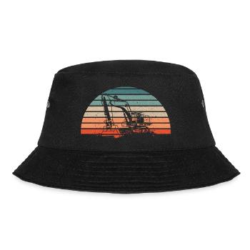 Retro Bagger Baggerführer Vintage Baggerfahrer - Bucket Hat - Schwarz - Vorne - Lela (165cm)
