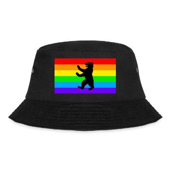 Berlin Bear / LGBT Q / Rainbow Flag - Bucket Hat - black - Front - Lela (165cm)