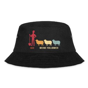 Ich & Meine Follower Schafe Hirte Schäfer Schäfche - Bucket Hat - Schwarz - Vorne - Lela (165cm)