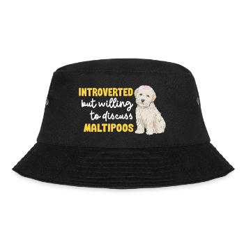 Maltipoo Hund - Bucket Hat - Schwarz - Vorne - Lela (165cm)