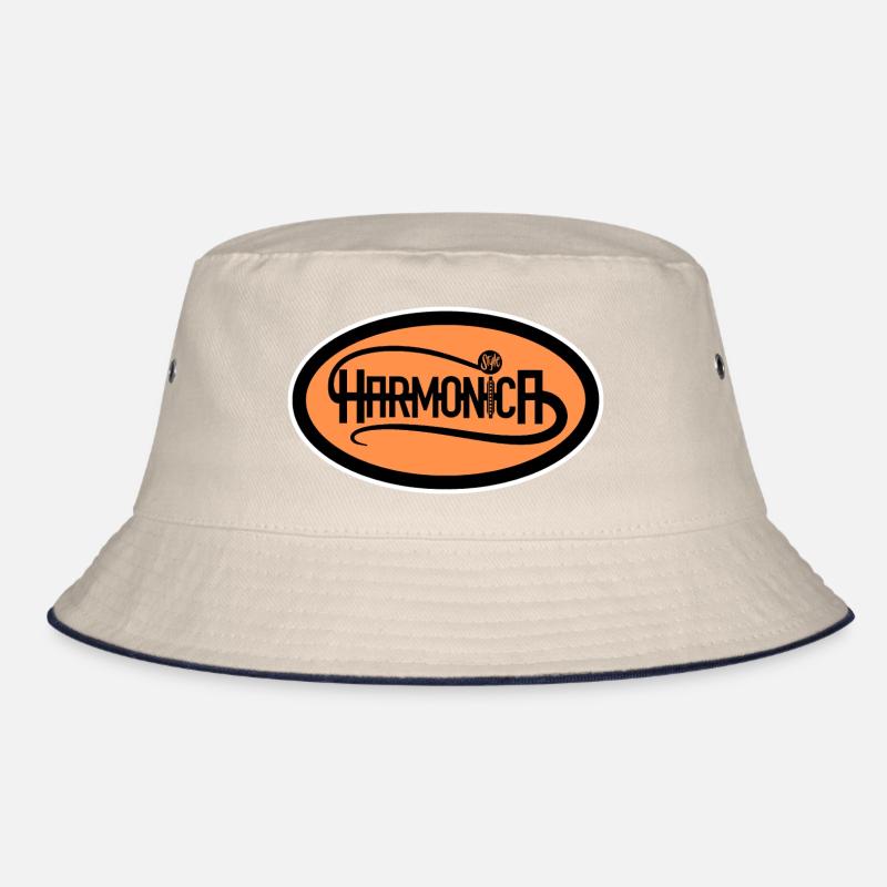Harmonica Logo Style white edge for harmonica player Bucket Hat