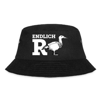 Endlich R-Ente (weiss) - Bucket Hat - Schwarz - Vorne - Lela (165cm)