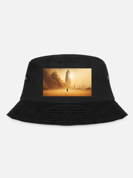 Man walking in sandstorm, generative ai - Bucket Hat - black