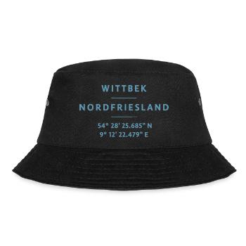 Wittbek-Kollektion: „Koordinaten blau 3“ - Bucket Hat - Schwarz - Vorne - Lela (165cm)