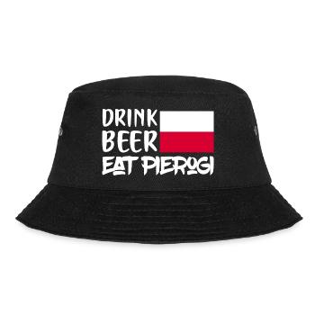 Drink Beer Eat Pierogi Polish Kitchen Polska Food - Bucket Hat - black - Front - Lela (165cm)