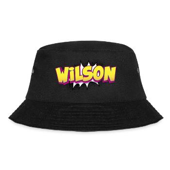 Wilson Benutzerdefinierter Name Comic-Buch-Stil Pop-Art, - Bucket Hat - Schwarz - Vorne - Lela (165cm)