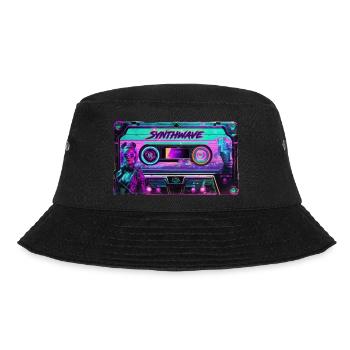 Synthwave Cassette - Bucket Hat - Schwarz - Vorne - Lela (165cm)