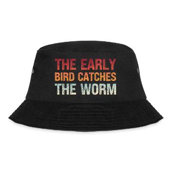 Denglisch Der Frühe Vogel Fängt den Wurm - Bucket Hat - Schwarz - Vorne - Lela (165cm)