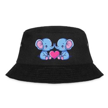 Elephant Comic Couple Love - Bucket Hat - black - Front - Lela (165cm)