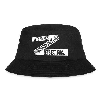 Let's Eat Kids Interpunktion rettet Leben Lustiges Gramm - Bucket Hat - Schwarz - Vorne - Lela (165cm)