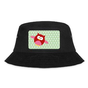 Funny Owl with Green Asterisk | Customisable - Bucket Hat - black - Front - Lela (165cm)