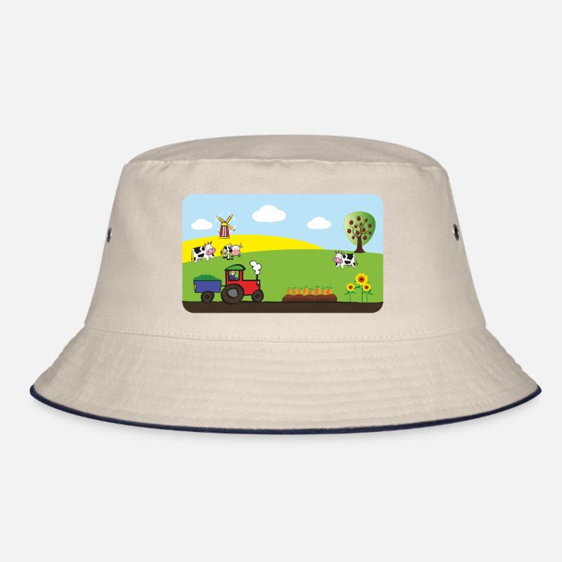Farm Tractor - Cows Fields Windmill Bucket Hat