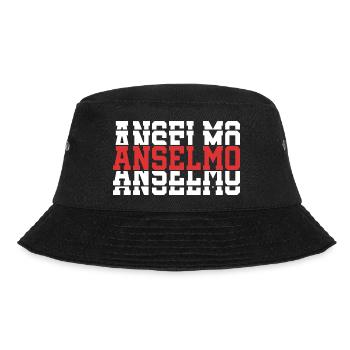 T-Shirt Anselmo T-Shirt Geschenkidee gestapelter Text - Bucket Hat - Schwarz - Vorne - Lela (165cm)