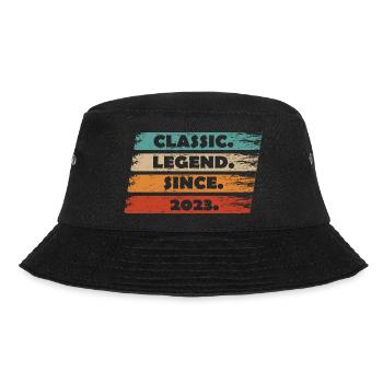 1. Jubiläum 2023 - Legende seit Vintage Ret - Bucket Hat - Schwarz - Vorne - Lela (165cm)