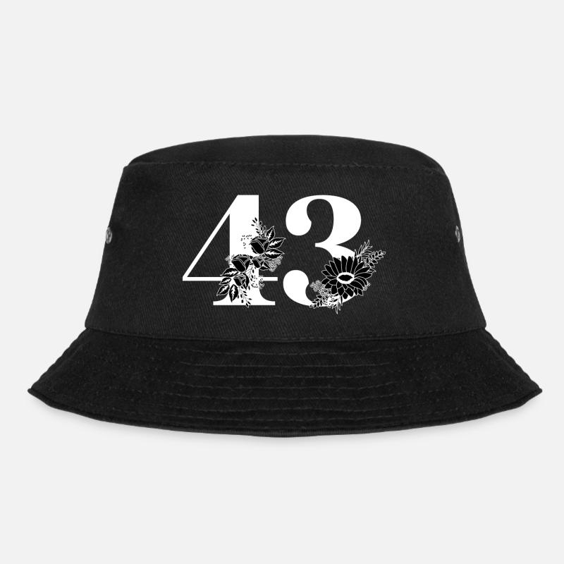 Nummer 43 Schwarze Blumen - 43. Blumengeburtstag - Bucket Hat - Schwarz