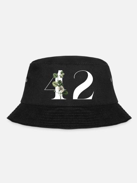 Nummer 42 Blumengrün - 42. Blumengeburtstag - Bucket Hat - Schwarz