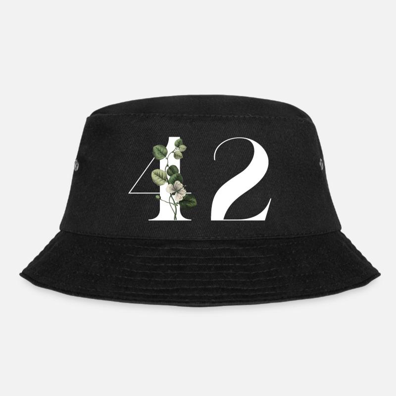 Nummer 42 Blumengrün - 42. Blumengeburtstag - Bucket Hat - Schwarz