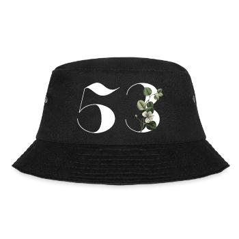 Nummer 53 Blumengrün - 53. Blumengeburtstag - Bucket Hat - Schwarz - Vorne - Lela (165cm)