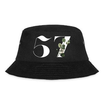 Nummer 57 Blumengrün - 57. Blumengeburtstag - Bucket Hat - Schwarz - Vorne - Lela (165cm)