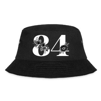 Number 84 Black Floral - 84th Floral Birthday - Bucket Hat - black - Front - Lela (165cm)