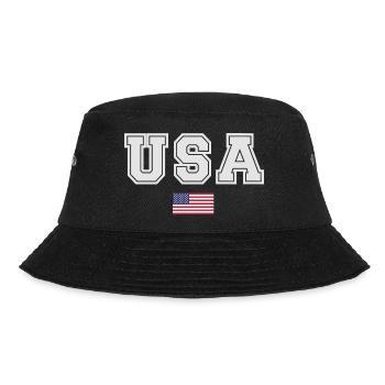 TEAM USA amerikanische Flagge Fahne unter Schrift - Bucket Hat - Schwarz - Vorne - Lela (165cm)
