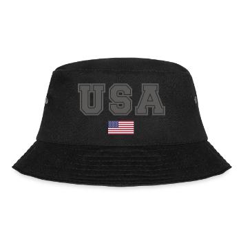 TEAM USA amerikanische Flagge Fahne unter Schrift - Bucket Hat - Schwarz - Vorne - Lela (165cm)