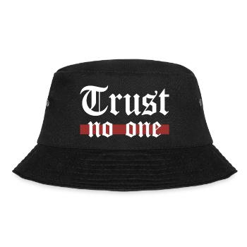 Trust No One Gothic Grunge Statement Spruch - Bucket Hat - Schwarz - Vorne - Lela (165cm)