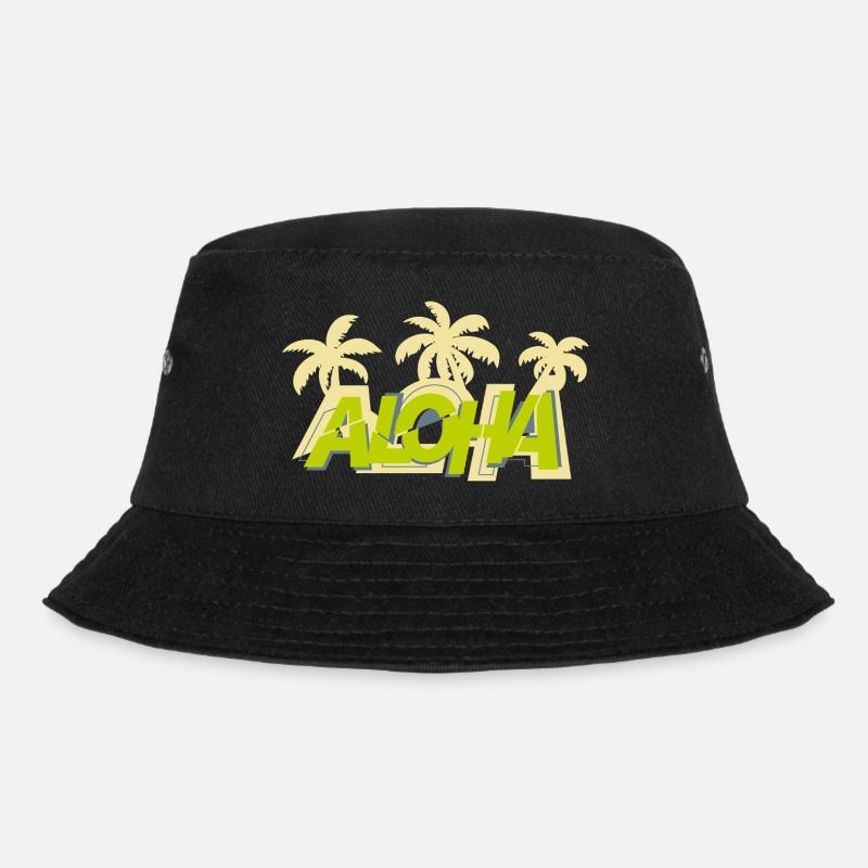 Aloha & Palmen - Bucket Hat - Schwarz