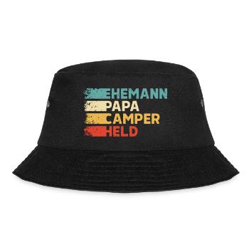 Camping Ehemann Papa Camper Held Wohnmobil - Bucket Hat - Schwarz - Vorne - Lela (165cm)