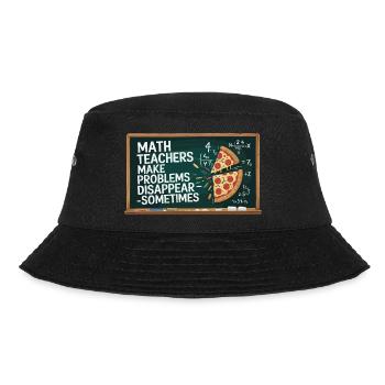 Funny Math Teacher Design Pizza & Problem Solving - Bucket Hat - black - Front - Lela (165cm)